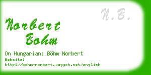 norbert bohm business card